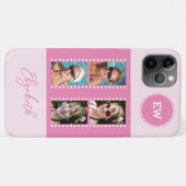 4枚の写真を追加するイニシャルと名前をピンクと白 Case-Mate iPhoneケース (裏面(横))