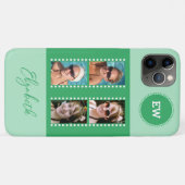 4枚の写真を追加するイニシャルと名前を緑と白 Case-Mate iPhoneケース (裏面(横))