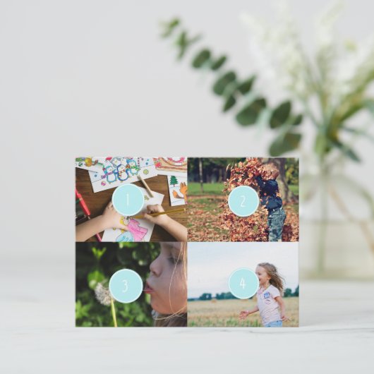 4枚の写真を追加するカスタマイズ可能なカード ポストカード (スタンド正面)