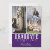 4枚の写真を追加するクラス紫の卒業式 案内状 (正面)