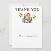 4枚の写真を追加できるクリスマスの猫のオーナメントメッセージカード サンキューカード (裏面)