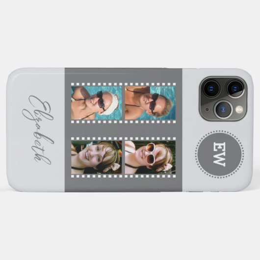 4枚の写真を追加イニシャルと名前をグレーと白 Case-Mate iPhoneケース (裏面(横))