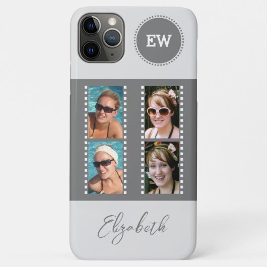 4枚の写真を追加イニシャルと名前をグレーと白 Case-Mate iPhoneケース (裏面)