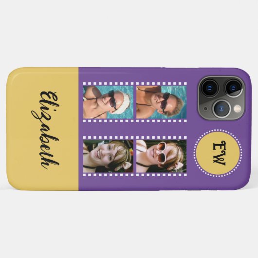 4枚の写真を追加イニシャル名yellow and purple Case-Mate iPhoneケース (裏面(横))