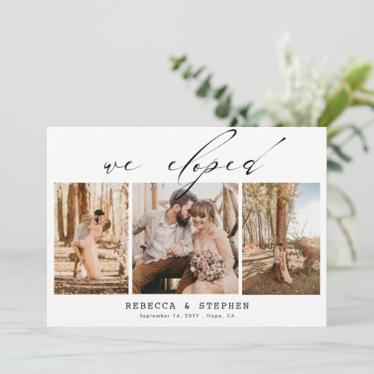 4枚の写真を追加エレガントなウェディングエロペメント 招待状 (スタンド正面)