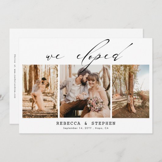 4枚の写真を追加エレガントなウェディングエロペメント 招待状 (正面/裏面)