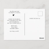 4枚の写真を飾ったシンプルなベビーシャワーお礼メッセージカード ポストカード (裏面)