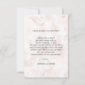 4枚の写真を飾ったピンクの花柄のウェディングサンクスカード サンキューカード (裏面)