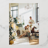 4枚の写真を飾ったミニマルでエレガントなローズゴールドフレーム 箔シーズンカード (裏面)