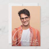 4枚の写真を飾った卒業式の青 招待状 (正面)