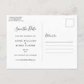 4枚の写真を飾った結婚式 ゴールドスクリプト セーブザデート ポストカード (裏面)