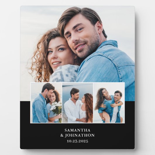4枚の写真を飾る結婚記念日プレート フォトプラーク (正面)