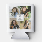 4枚の写真を飾る カスタム モノグラム 誕生日 缶クーラー (裏面)