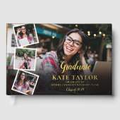 4枚の写真を飾る モダンな卒業パーティー ゲストブック (正面)