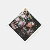 4枚の写真を飾る モダンな卒業パーティー スタンダードカクテルナプキン (角)