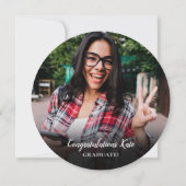 4枚の写真を飾る 卒業パーティー 円形招待状 招待状 (裏面)