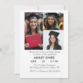 4枚の写真を飾れる卒業式招待状 招待状 (裏面)