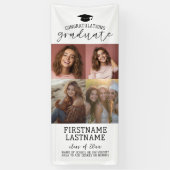 4枚の写真を飾れる 卒業式 現代的 ミニマル 白 横断幕 (縦)