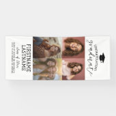 4枚の写真を飾れる 卒業式 現代的 ミニマル 白 横断幕 (横)