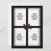 4枚の写真エリアを持つ16のゴシック色の赤いバラ 招待状 (裏面)