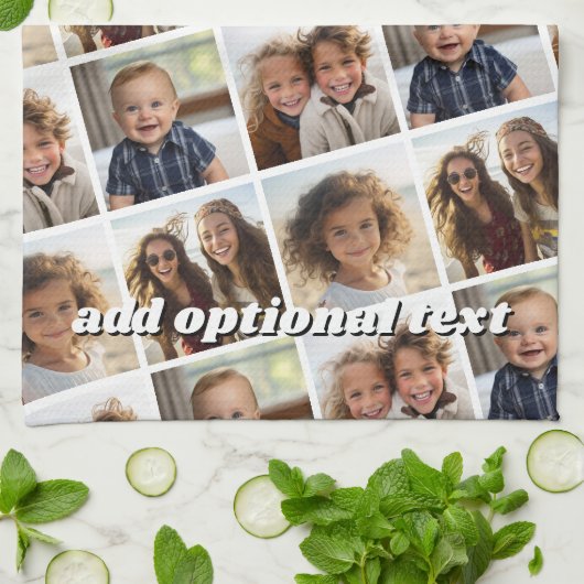 4枚の写真カスタムでフォトコラージュを作成 キッチンタオル (折り畳み)