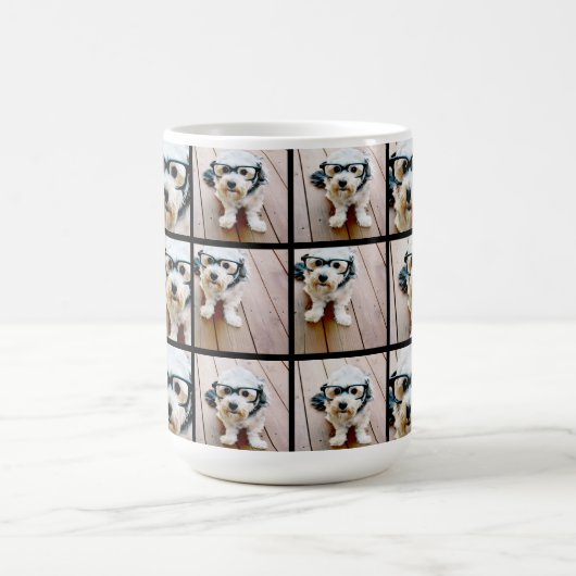 4枚の写真カスタムでフォトコラージュを作成 コーヒーマグカップ (中央)