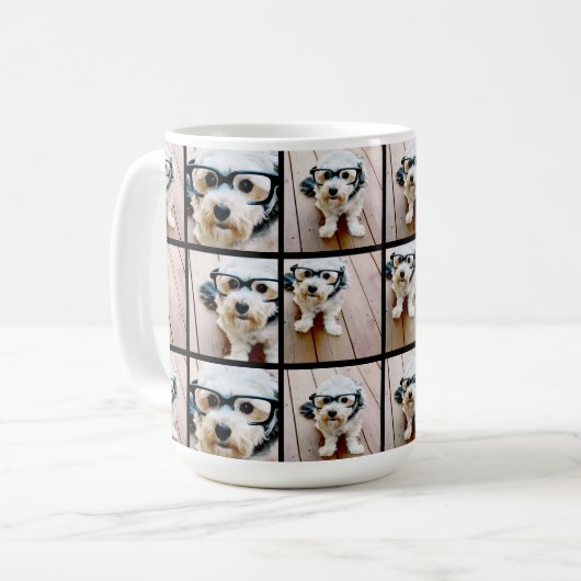 4枚の写真カスタムでフォトコラージュを作成 コーヒーマグカップ (正面左)