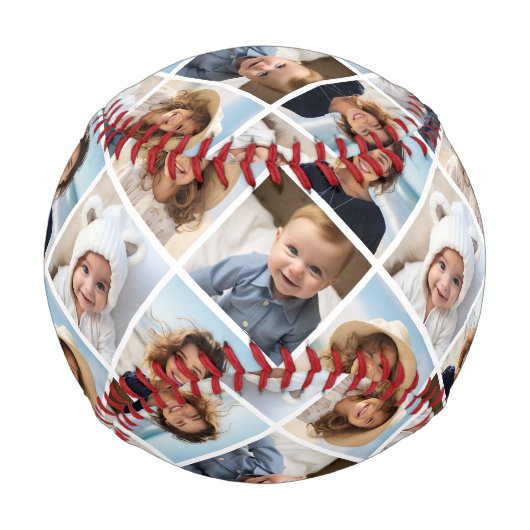 4枚の写真カスタムでフォトコラージュを作成 野球ボール (正面)