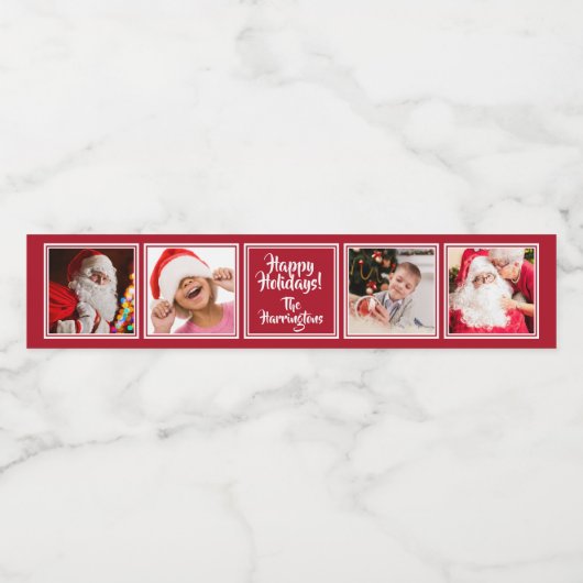 4枚の写真カスタム文字ボトルラベル ペットボトルラベル (シングルラベル)