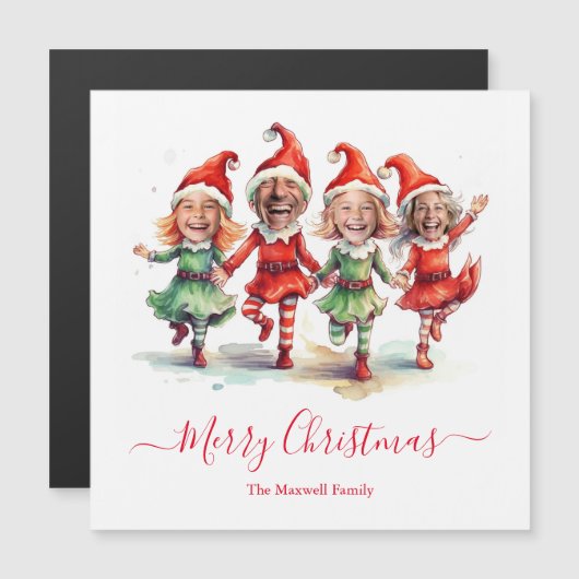 4枚の写真クリスマス小妖精や小人 (正面/裏面)