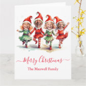 4枚の写真クリスマス小妖精や小人 カード (黄色い花)