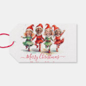 4枚の写真クリスマス小妖精や小人 ギフトタグ (裏面横)