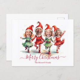 4枚の写真クリスマス小妖精や小人 シーズンポストカード