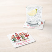 4枚の写真クリスマス小妖精や小人 スクエアペーパーコースター (インサイチュ)