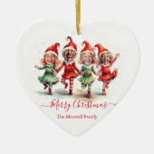 4枚の写真クリスマス小妖精や小人 セラミックオーナメント (正面)