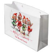 4枚の写真クリスマス小妖精や小人 ラージペーパーバッグ (裏面アングル)