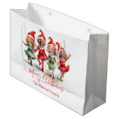4枚の写真クリスマス小妖精や小人 ラージペーパーバッグ (正面アングル)
