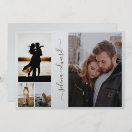 4枚の写真グリッドメタリックシルバースクリプト結婚の 招待状