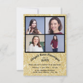 4枚の写真コラージフェイクュ金ゴールド-3x5Gradの発表 招待状 (正面)