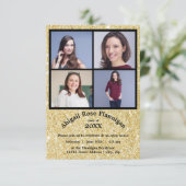 4枚の写真コラージフェイクュ金ゴールド-3x5Gradの発表 招待状 (スタンド正面)