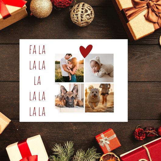 4枚の写真コラージュかわいいクリスマスファララ シーズンポストカード