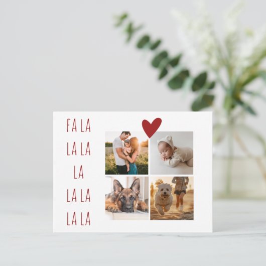 4枚の写真コラージュかわいいクリスマスファララ シーズンポストカード (スタンド正面)