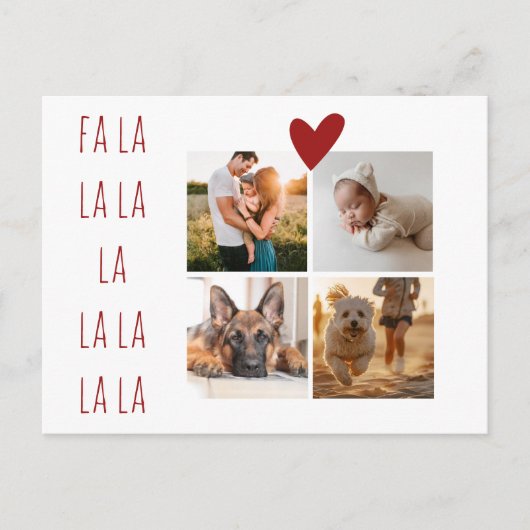 4枚の写真コラージュかわいいクリスマスファララ シーズンポストカード (正面)