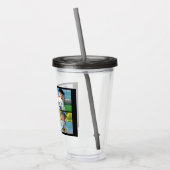 4枚の写真コラージュとモノグラム アクリルタンブラー (左)