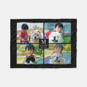 4枚の写真コラージュとモノグラム フリースブランケット (正面(横))