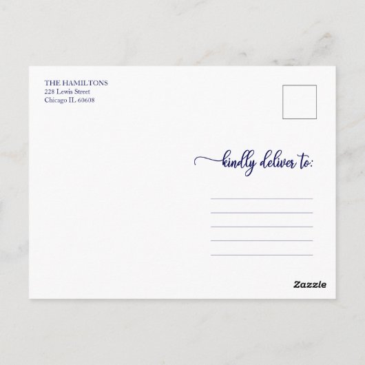 4枚の写真コラージュエレガントメリークリスマスブルー ポストカード (裏面)