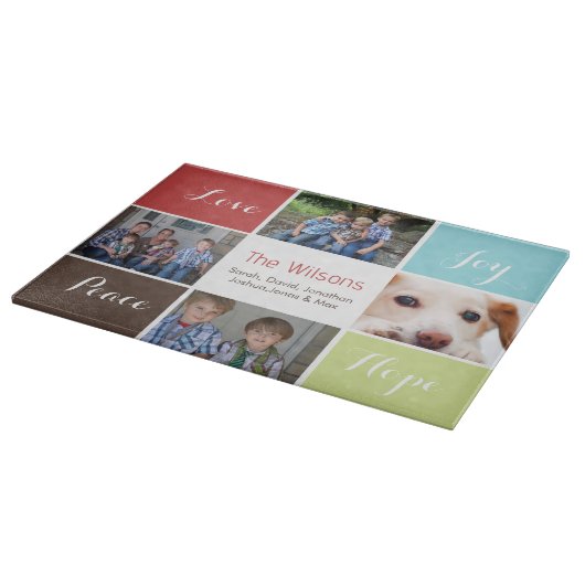 4枚の写真コラージュカスタムガラス切断板 カッティングボード (角)