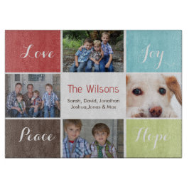 4枚の写真コラージュカスタムガラス切断板 カッティングボード