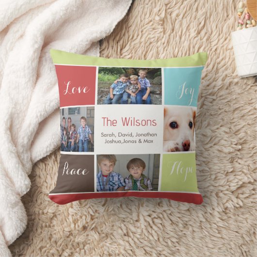 4枚の写真コラージュカスタム枕 クッション (ブランケット)