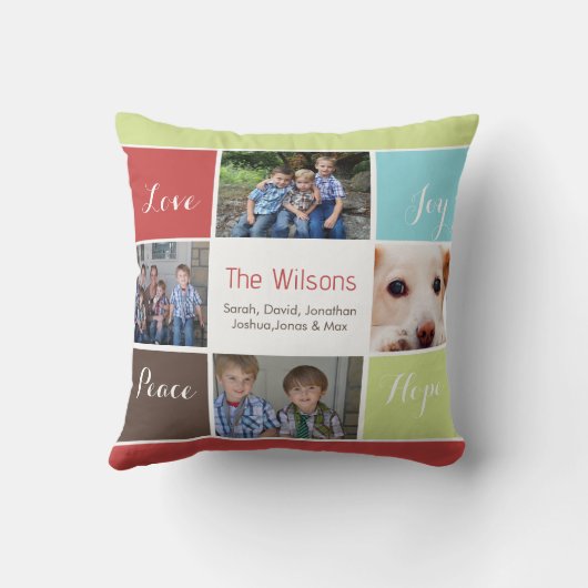 4枚の写真コラージュカスタム枕 クッション (裏面)